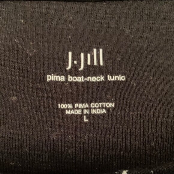 J. Jill Pima Boat Neck Tunic, Size L - Oversized, Black and White Long Sleeved - Picture 5 of 7